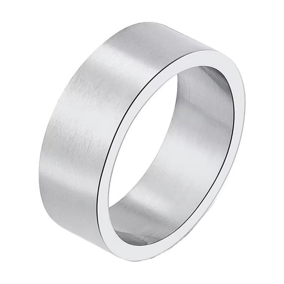 HIJONES Unisex Brushed Matte Ring for Men Women Stainless Steel Couples Promise Wedding Band 8mm Silver Size 7
