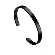 HIJONES Unisex Stainless Steel Minimalist Glossy Open C Style Bracelet Stylish Party Cuff Bangle Wristband Jewelry Black 6MM