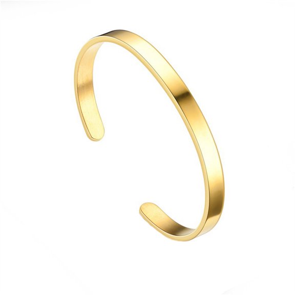HIJONES Unisex Stainless Steel Minimalist Glossy Open C Style Bracelet Stylish Party Cuff Bangle Wristband Jewelry Gold 4MM