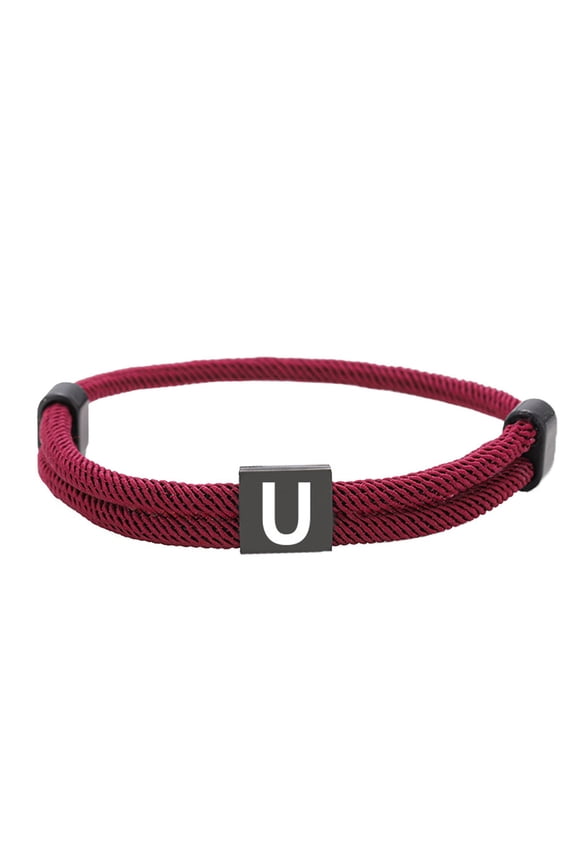Unisex Stainless Steel Multicolor Rope Bracelet 26 Alphabet Letters Black Engraved Custom Adjustable Braided Bracelets Red U