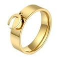 thumbnail image 1 of HIJONES Unisex Stars Moon Butterfly Cross Ring for Men Women Stainless Steel Statement Couples Promise Wedding Band Gold Moon Size 9, 1 of 5