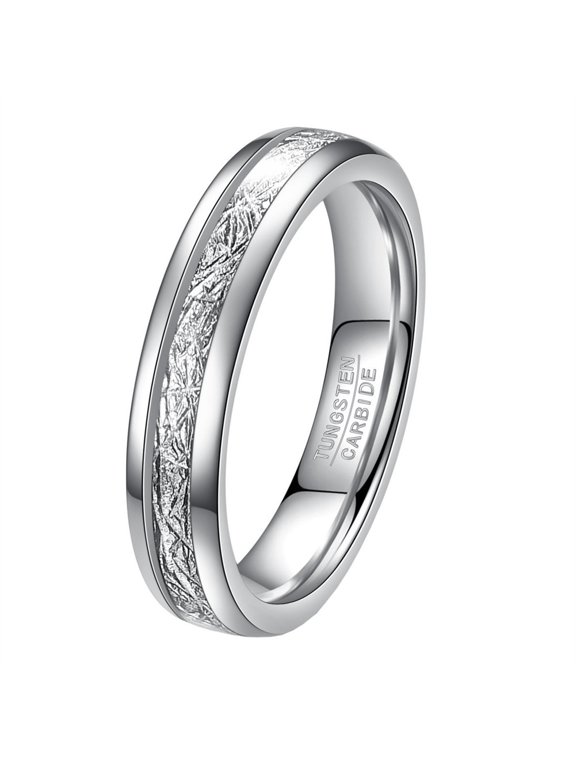 Unisex Tungsten Steel Misty Meteorite Wire Ball Tungsten Carbide Couple Ring 4MM 6MM Dome Polished Band 4MM-Silver Size 12