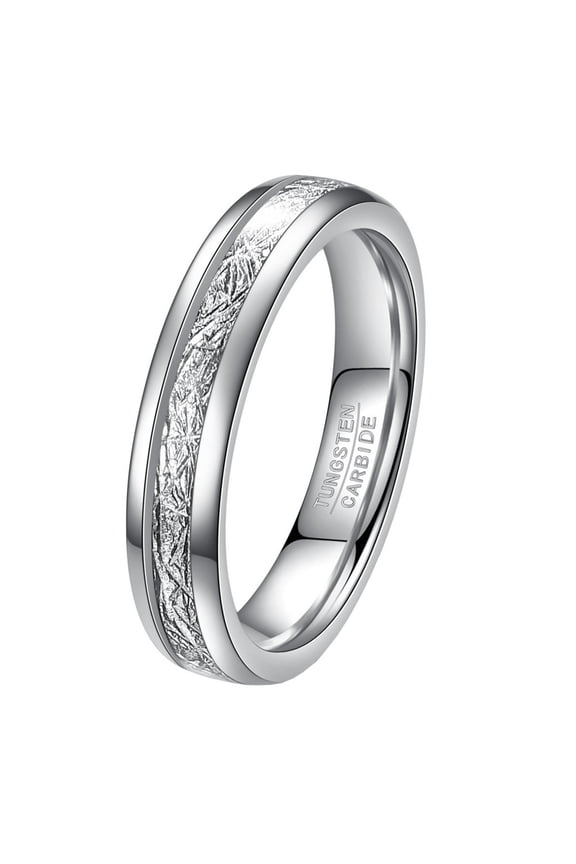 Unisex Tungsten Steel Misty Meteorite Wire Ball Tungsten Carbide Couple Ring 4MM 6MM Dome Polished Band 4MM-Silver Size 7