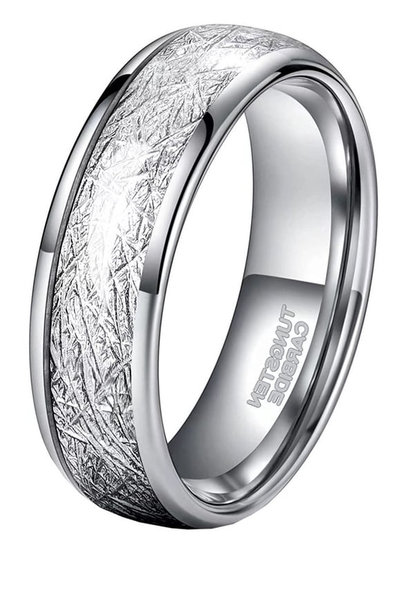 Unisex Tungsten Steel Misty Meteorite Wire Ball Tungsten Carbide Couple Ring 4MM 6MM Dome Polished Band 6MM-Silver Size 10