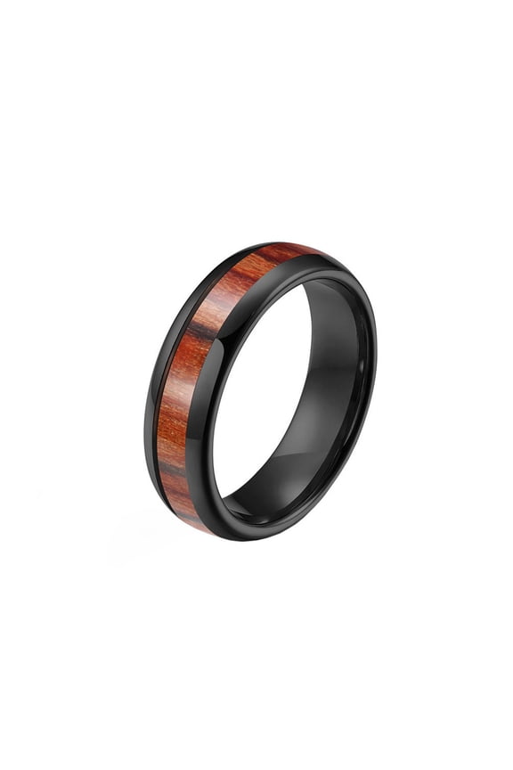 Women Men's 4mm 6mm 8mm Inlaid Groove Wood Grain Tungsten Steel Ring Vintage Personalized Hip Hop Ring Band Jewelry 6mm Black Size 10