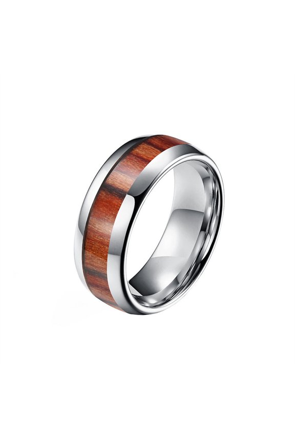 Women Men's 4mm 6mm 8mm Inlaid Groove Wood Grain Tungsten Steel Ring Vintage Personalized Hip Hop Ring Band Jewelry 8mm Silver Size 6