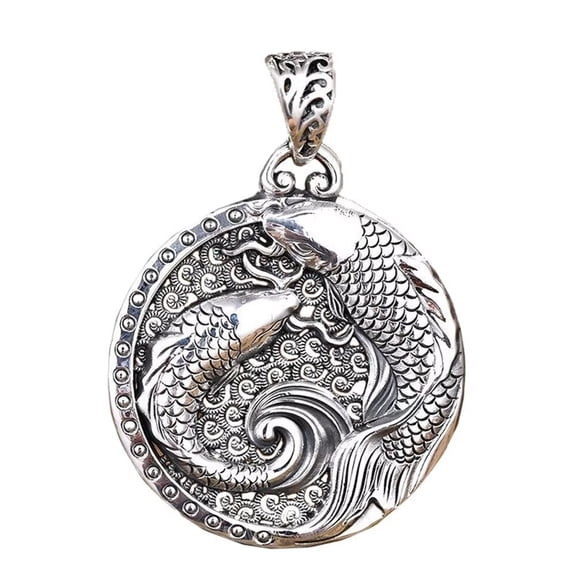 HIJONES Women Men's 2 Fishes Pendant Necklace Personalized Punk Link Collarbone Chain Jewelry Silver