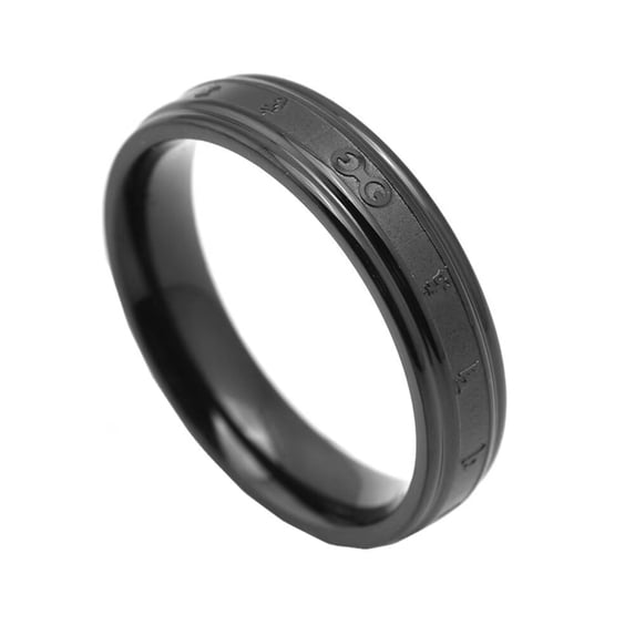 HIJONES Women Men's 6 Words Stainless Steel Ring Black Size 6