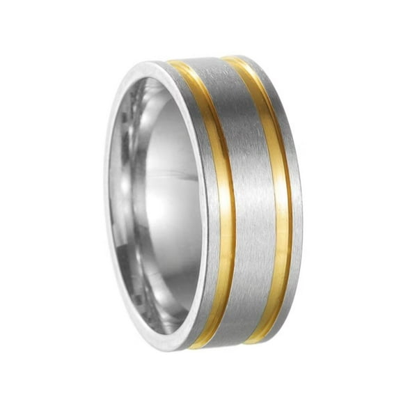 HIJONES Women Men's 8mm Matte Ring Band Stainless Steel Vintage Wedding Couple Jewelry Gold Size 10