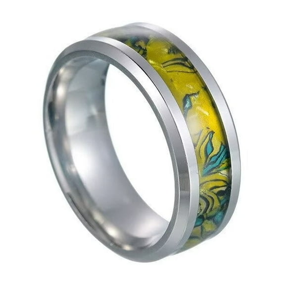 HIJONES Women Men's 8mm Shell Ring Stainless Steel Couple Engagement Promise High Polished Band Ring Comfort Fit Yellow Size 7