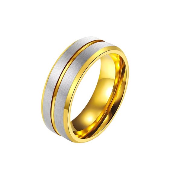 HIJONES Women Men's 8mm Tungsten Ring Couple Personalized Promise High Polished Band Ring Jewelry Comfort Fit Silver Gold Size 9