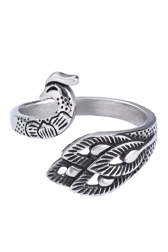 Women Men's Animal Peacock Rings Exaggerated Phoenix Punk Band Jewelry Size 10