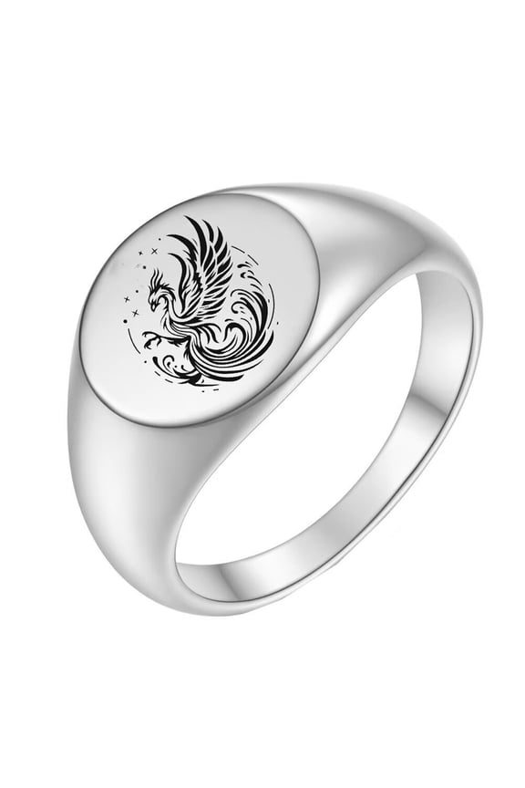 Women Men's Animal Phoenix Stainless Steel Ring Vintage Minimalist Personalized Hip Hop Jewelry Silver Size 5