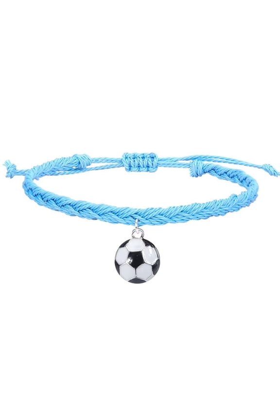 Women Men's Braided Rainbow Soccer Bracelet for Sport Lover Adjustable Lightweight Stackable Bracelet Chain Style 6