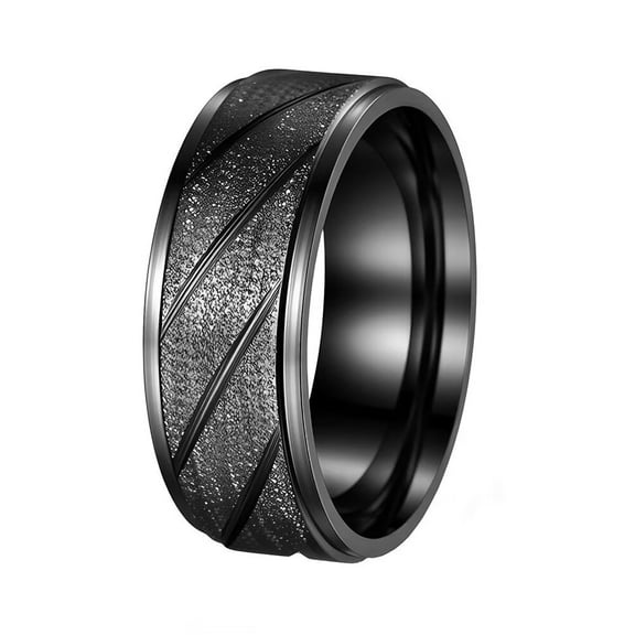 HIJONES Women Men's Brushed Stainless Steel Ring Personalized Vintage Punk Jewelry Black Size 12