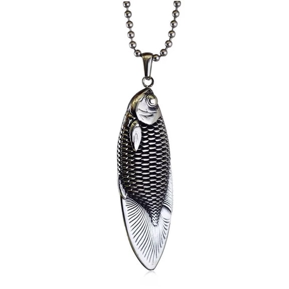 HIJONES Women Men's Fish Pendant Necklace Stainless Steel Personalized Link Collarbone Chain Jewelry Silver