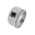 thumbnail image 1 of HIJONES Women Men's Ring Stainless Steel Gemstone Bnad Ring Silver Black Size 11, 1 of 2