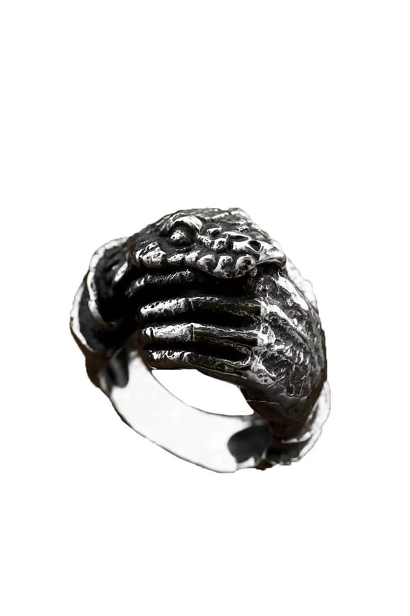 Women Men's Hand Animal Crocodile Ring Stainless Steel Personalized High Polished Band Ring Jewelry Size 7