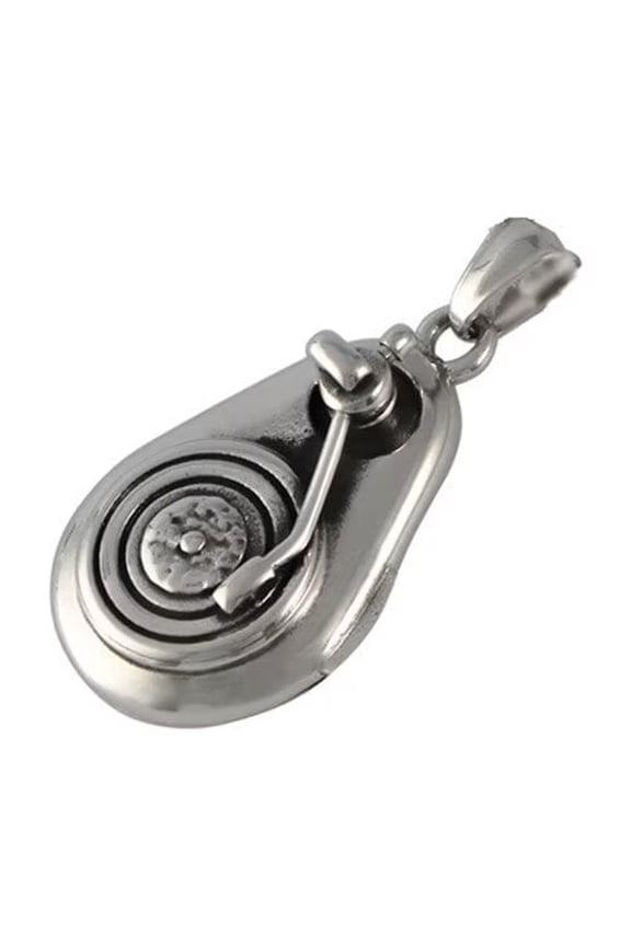 Women Men's Hip Hop Rock Record Player Pendant Necklace Stainless Steel Personalized Retro National Style Chain Jewelry Silver