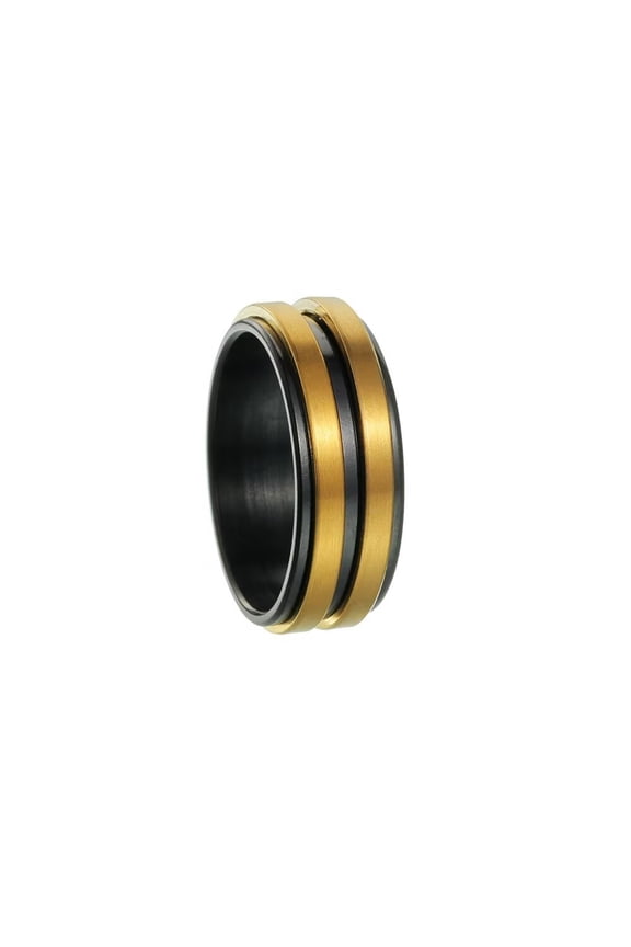 Women Men's Roatable 8mm Ring Band Stainless Steel Vintage High Polished Wedding Couple Jewelry Gold Black Size 9