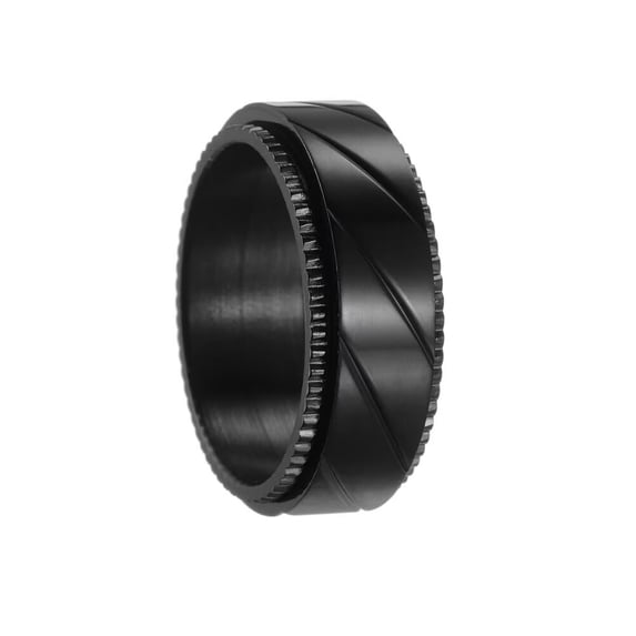 HIJONES Women Men's Rotatable 8mm Stainless Steel Ring Personalized Vintage Punk Jewelry Black Size 12