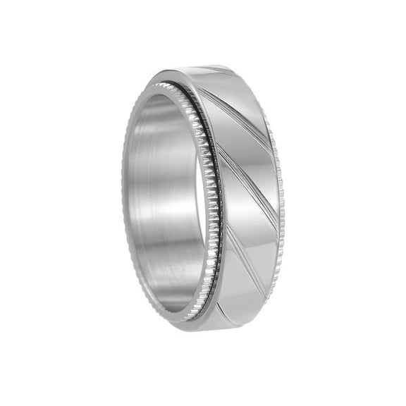 HIJONES Women Men's Rotatable 8mm Stainless Steel Ring Personalized Vintage Punk Jewelry Silver Size 12