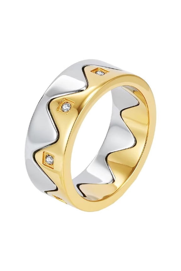 Women Men's Separable Cubic Zirconia Couple Ring Stainless Steel Personalized Mountain Sea Ring Band Jewelry Silver Gold Size 7