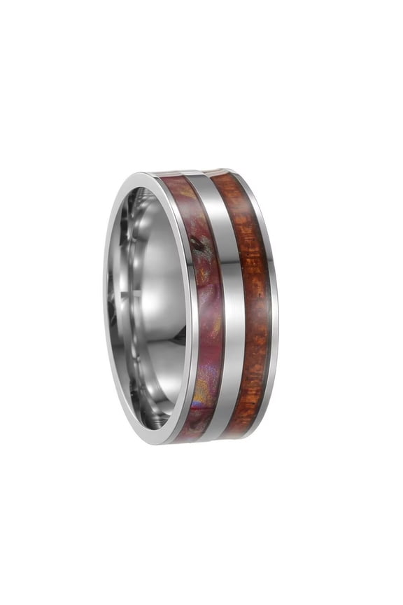 Women Men's Shell Ice Silk Wood Stainless Steel Ring Personalized Vintage Punk Jewelry Style 1 Size 13