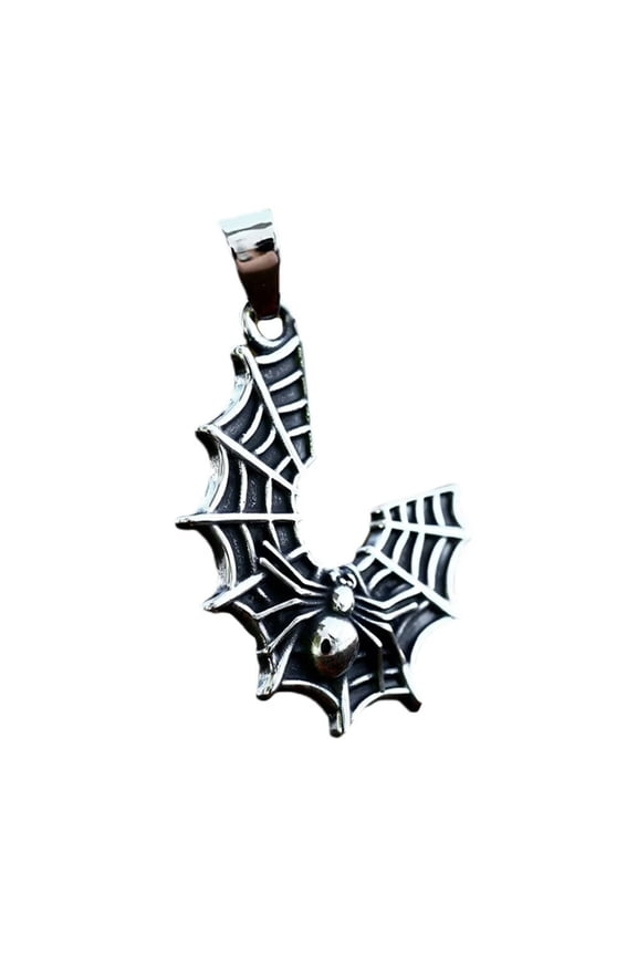 Women Men's Spider Web Necklace Stainless Steel Vintage Gothic Pendant Necklace for Halloween Festival Clothes Necklace Jewelry Silver