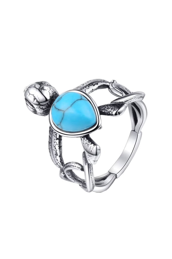 Women Men's Turquoise Gemstone Animal Ring Stainless Steel Personalized High Polished Band Ring Jewelry Size 8