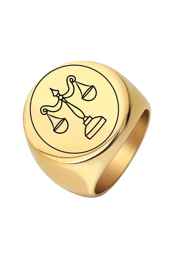 Women Men's Zodiac Libra Stainless Steel Polished Ring Minimalist Personalized Vintage Band Jewelry Gold Size 8