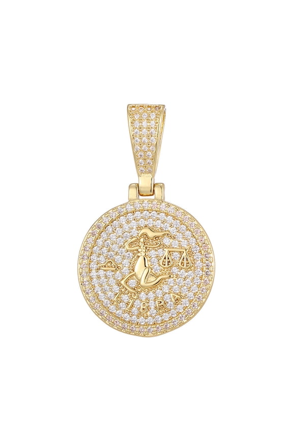 Women's 12 Constellation Horoscope Gemstone Pendant Necklace Stainless Steel Personalized Pendant Chain Jewelry Libra