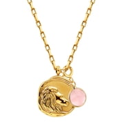 HIJONES Women's 12 Constellation Horoscope Pendant Necklace Stainless Steel Birth Gemstone Sign Personalized Pendant Chain Jewelry Leo