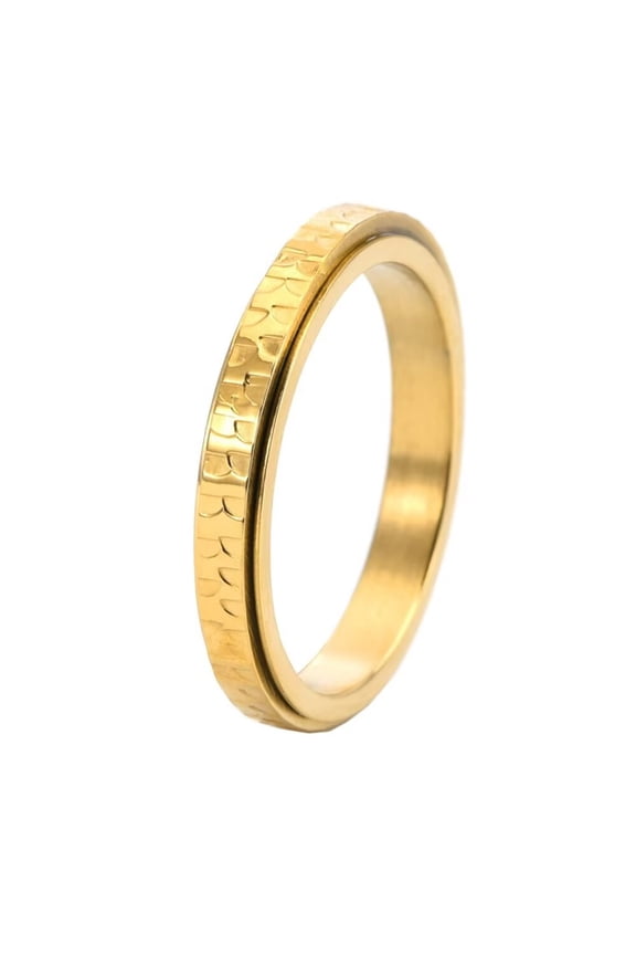 Women's 3MM Rotatable Ring Personalized Stainless Steel Elegant Tail Ring Band Finger Jewelry Gold Size 9