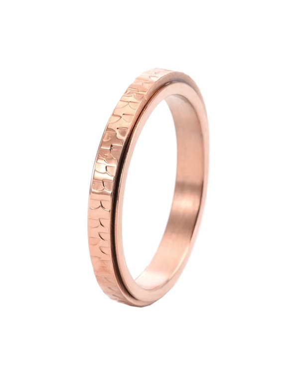 Women's 3MM Rotatable Ring Stainless Steel Elegant Tail Ring Band Finger Rose Gold-Plated Size 9