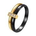 thumbnail image 1 of HIJONES Women's 6mm Ceramic Stainless Steel Ring Inlaid Zirconia Ring Personalized Ring Band Finger Jewelry Gold Black Size 8, 1 of 4