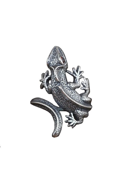 Women's Adjustable Animal Lizard Ring Band Stainless Steel Personalized Delicate Jewelry Minimalist Gift Silver