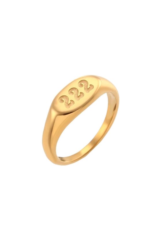Women's Number Ring Stainless Steel Jewelry 222 Size 6