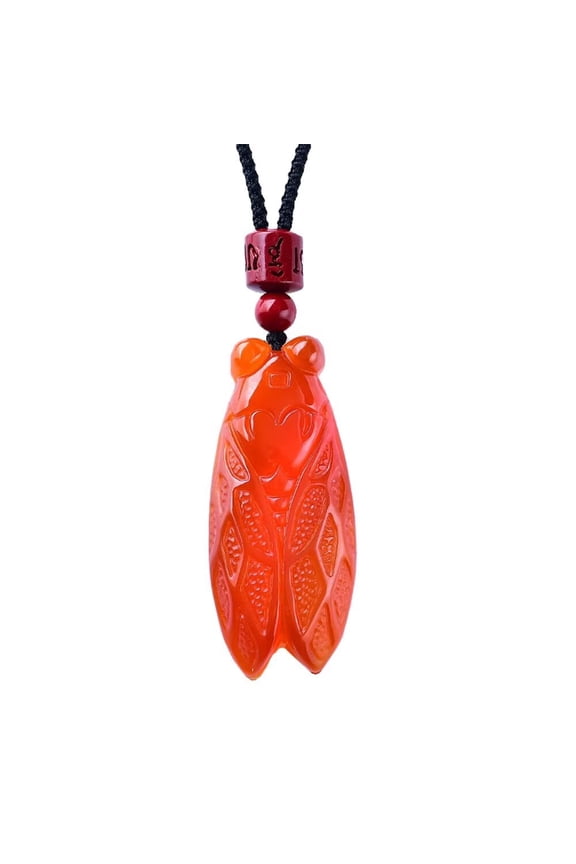 Women's Animal Cicada Pendant Necklace Stone Personalized Delicate Charm Chain Jewelry Red