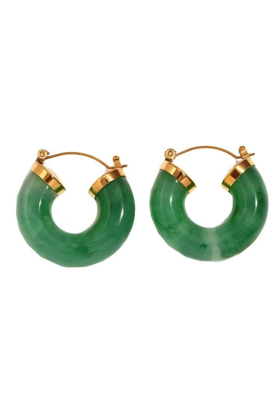 Women's C Shaped Hoop Earrings Acrylic Resin Huggie Statement Ear Studs Jewelry Style 3