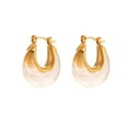 thumbnail image 1 of HIJONES Women's C Shaped Stainless Steel Acrylic Resin Hoop Earrings Huggie Statement Ear Studs Style 3, 1 of 6