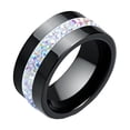 thumbnail image 1 of HIJONES Women's Ceramic 2 Row Cubic Zircon Rings Personalized Diamond Band Ring Jewelry Black Rainbow Size 6, 1 of 2