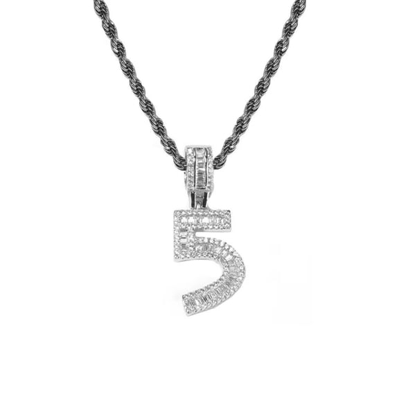 HIJONES Women's Cubic Zircon Angel Number Necklace 5 Numbers Pendant Choker Chain Statement Numerology Jewelry Silver