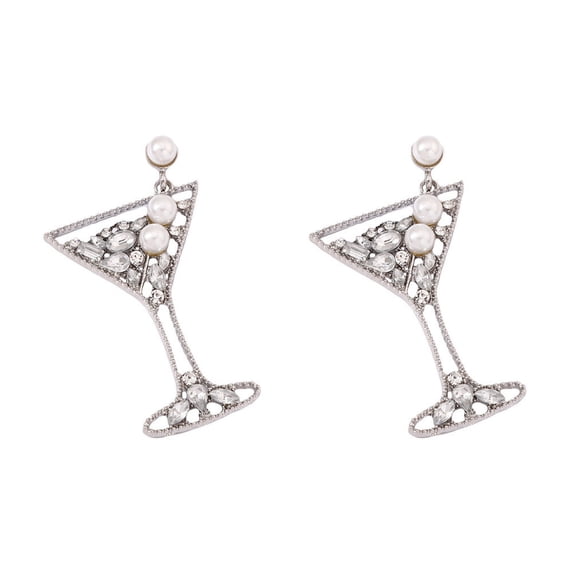 HIJONES Women's Cubic Zirconia Wine Glass Stud Earrings Personalized Exaggerated Ear Ornament Jewelry Style 4