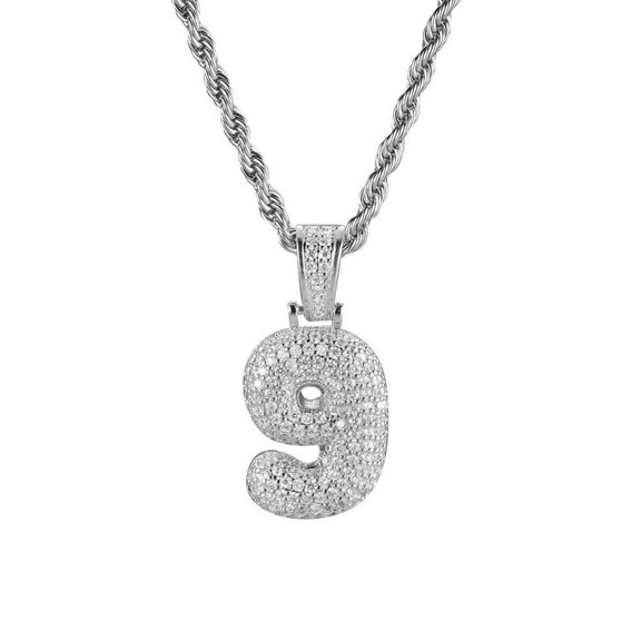 HIJONES Women's Diamond Angel Number Necklace 9 Couple Numbers Pendant Choker Chain Numerology Jewelry Silver