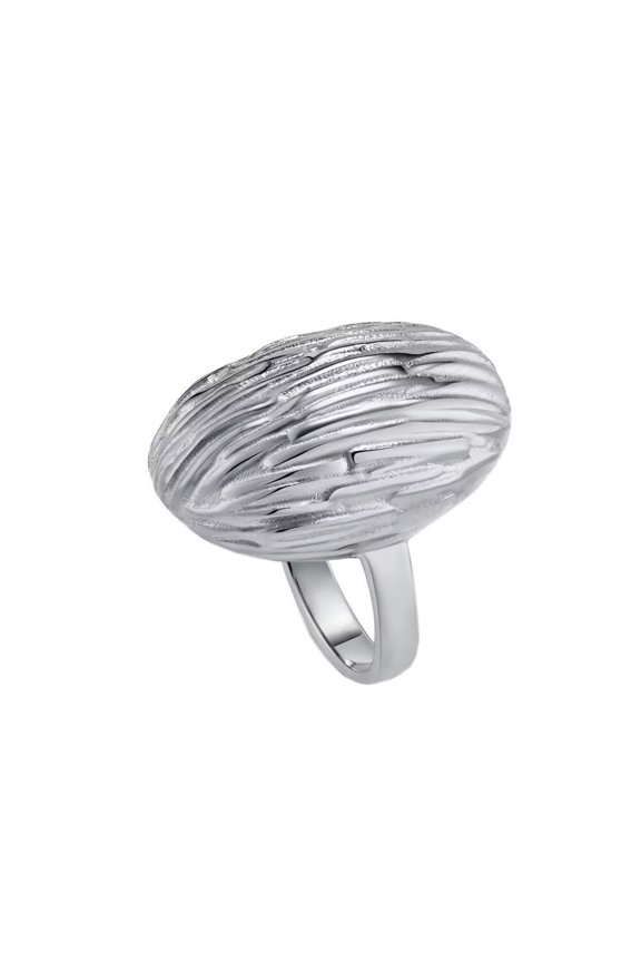 Women's Elliptical Shape Ring Vintage Personalized Exaggerated Stainless Steel Hip Hop Ring Band Finger Jewelry Silver Size 10