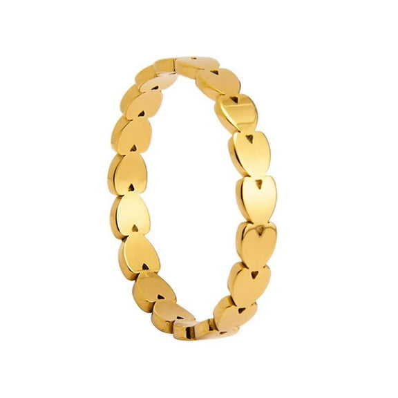 HIJONES Women's Heart Ring for Couples Stainless Steel Ladies Band Ring Gold Size 9