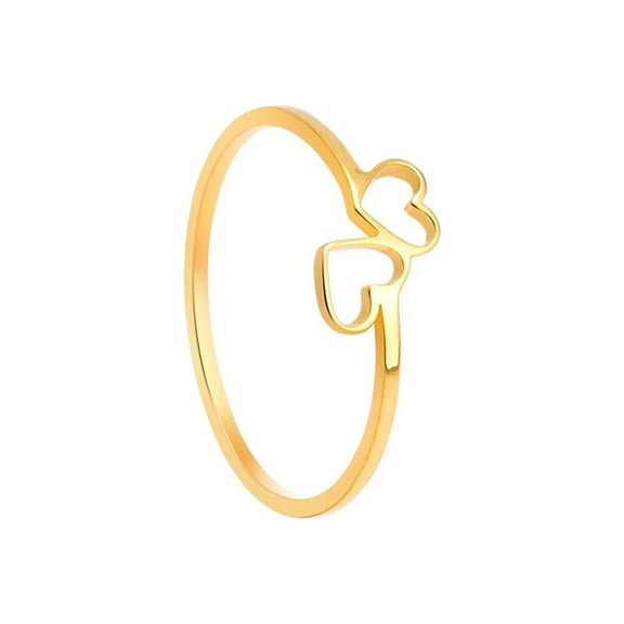 HIJONES Women's Hollow Heart To Heart Ring for Couples Stainless Steel Ladies Band Ring Gold Size 7