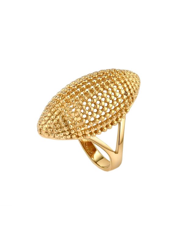 Women's Hollow Rugby Shape Ring Vintage Personalized Exaggerated Stainless Steel Hip Hop Ring Band Finger Jewelry Gold Size 8