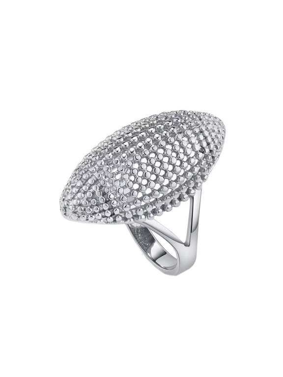 Women's Hollow Rugby Shape Ring Vintage Personalized Exaggerated Stainless Steel Hip Hop Ring Band Finger Jewelry Silver Size 7